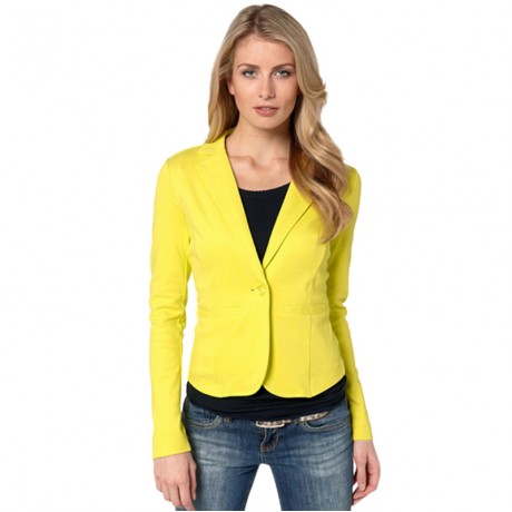 Women's Cotton Regular Sleeve One Buckle Blazer Jacket Suits 5Colors(S-XXL)