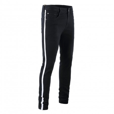  Men's Slim Fit Ripped Stretch Jeans Striped Destroyed Skinny Pants Holes with Pockets