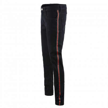  Men's Slim Fit Ripped Stretch Jeans Striped Destroyed Skinny Pants Holes with Pockets