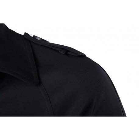  Men Long Slim Stylish Trench Coat Double Breasted Long Jacket Parka with Belt 