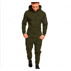  Men's Camouflage/Solid Color Sweatshirt Top Pants Sets Sports Suit Tracksuit 