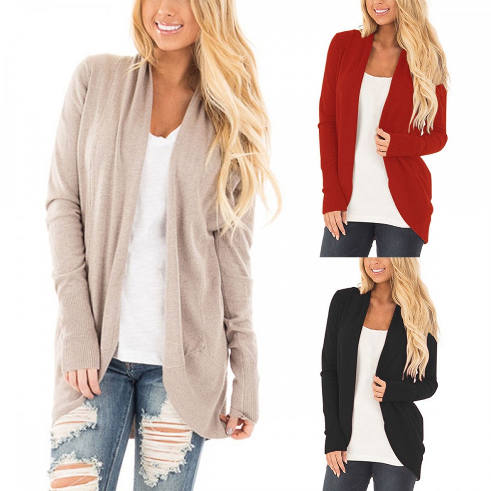 Womens Casual Soft Sweater Open Front Cardigan Pullover Blouses(S-XL)