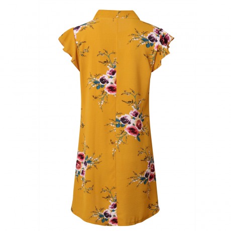 Women's Sexy  Dresse Deep V Neck Short Sleeved Floral Print Dress Summer Dresses(S-XL)