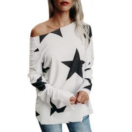 Women's Casual Wear  Long Sleeve Star Blouse Street-Style T-Shirt  S-XXL