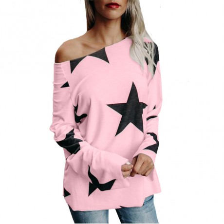 Women's Casual Wear  Long Sleeve Star Blouse Street-Style T-Shirt  S-XXL