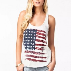 Women's Racer Back American Flag Tank Tops Patriotic Shirt Sleeveless Loose Fit Camisole Tunic(XS-XXL) 