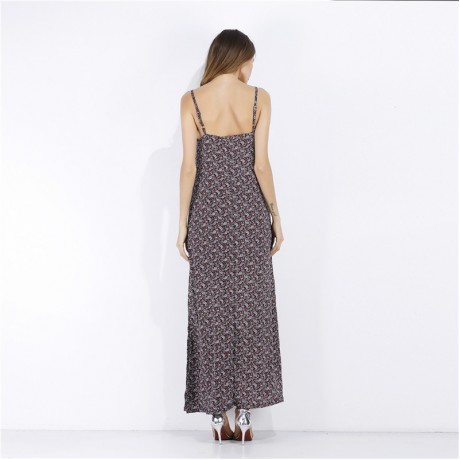 Hot Style Chiffon Floral Beach Skirt Printed Dress V-neck Casual Dress For Spring and Summer(s-xl)