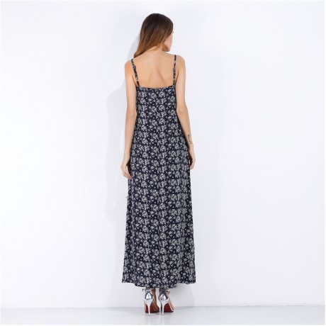 Hot Style Chiffon Floral Beach Skirt Printed Dress V-neck Casual Dress For Spring and Summer(s-xl)