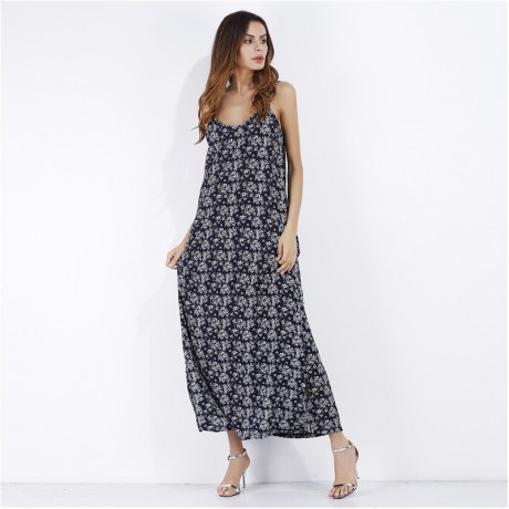 Hot Style Chiffon Floral Beach Skirt Printed Dress V-neck Casual Dress For Spring and Summer(s-xl)