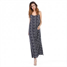 Hot Style Chiffon Floral Beach Skirt Printed Dress V-neck Casual Dress For Spring and Summer(s-xl) 