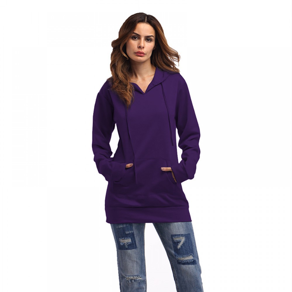 Women Casual Long Sleeve Hoodie Pullover Sweatshirt Tunic Tops w/Pocket(s-xl)