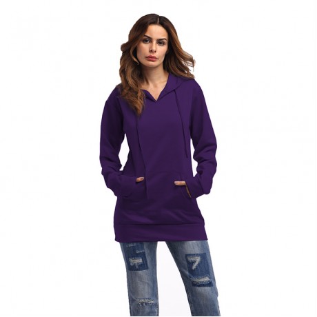 Women Casual Long Sleeve Hoodie Pullover Sweatshirt Tunic Tops w/Pocket(s-xl)