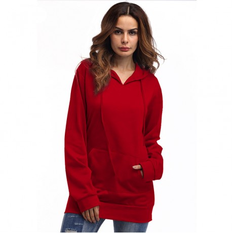 Women Casual Long Sleeve Hoodie Pullover Sweatshirt Tunic Tops w/Pocket(s-xl)