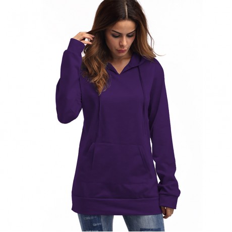 Women Casual Long Sleeve Hoodie Pullover Sweatshirt Tunic Tops w/Pocket(s-xl)