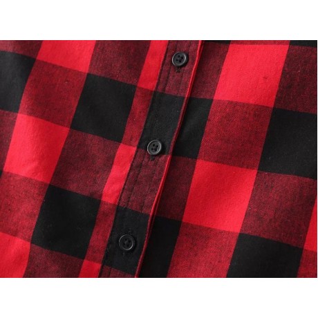 Women Blouses Tops Buffalo Check Plaid Long Sleeve Collar Neck Casual Button Down Shirts(M-XXL)