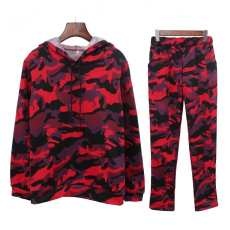 Womens Camouflage Casual Warm Tops Pullover Tunic Hoodie Sweatshirts and Pants Sets