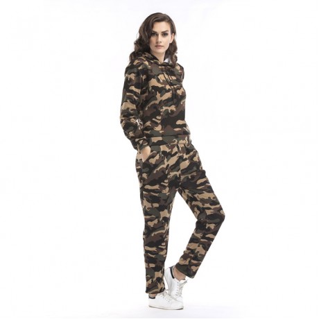 Womens Camouflage Casual Warm Tops Pullover Tunic Hoodie Sweatshirts and Pants Sets