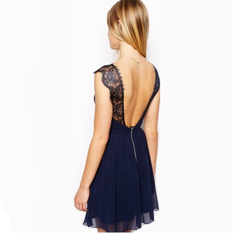 Sweetheart Neckline Lace Shoulder Strap Pleated A-Line Chiffon Formal Dress(s-xl)