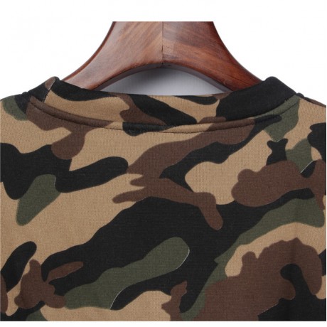 Women Camouflage Sweatsuits Round Neck Short Tops+Long Pants Top Outfit Set(s-xxl)