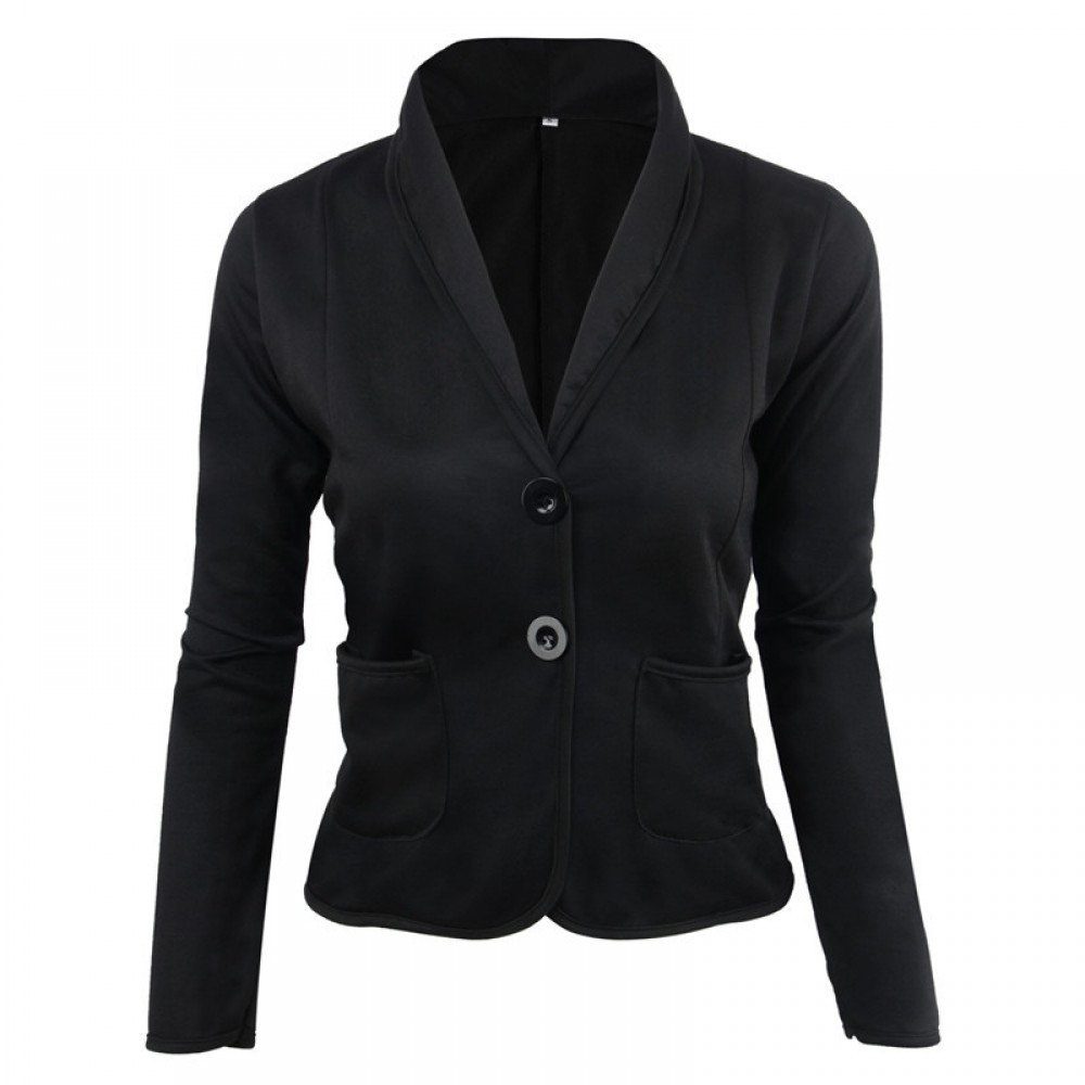 Women's Long Sleeve Two Button Lined Blazer Casual Work Office Basic Slim Fit Jacket Plus Size(S-6XL) 