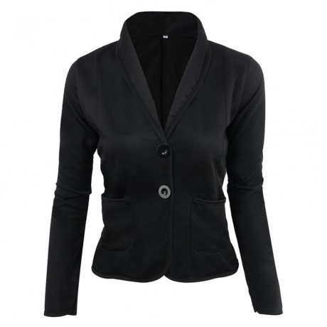 Women's Long Sleeve Two Button Lined Blazer Casual Work Office Basic Slim Fit Jacket Plus Size(S-6XL) 