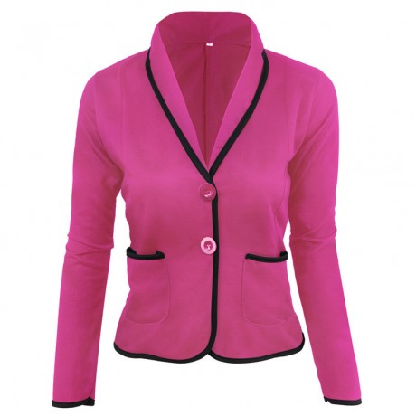 Women's Long Sleeve Two Button Lined Blazer Casual Work Office Basic Slim Fit Jacket Plus Size(S-6XL) 