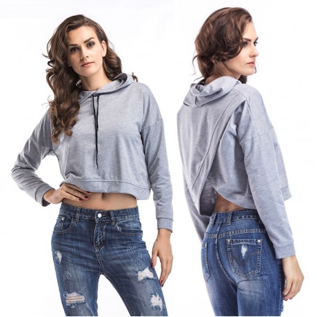 Women Casual Long Sleeve Tops Back Side Split Blouse Pullover Hoodies Sweatershirt(S-XL)