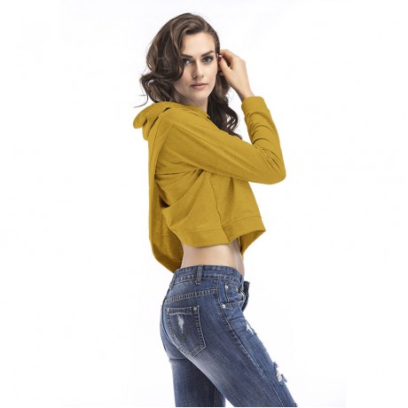 Women Casual Long Sleeve Tops Back Side Split Blouse Pullover Hoodies Sweatershirt(S-XL)