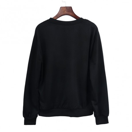Women's Black Casual Long Sleeve Sweatershirt Hands Print Tops(S-XL)