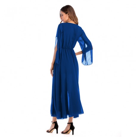 Women Loose Chiffon Dress 3/4 Sleeve Long Maxi Tunic Swing Dress(3 Colors)S-XXL