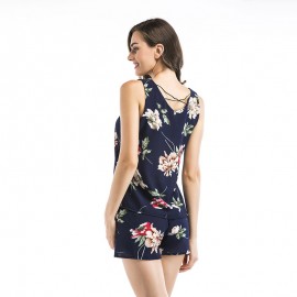 Women's Boho Floral Print Crop Cami Top with Shorts Set Summer Beach Party Romper Jumpsuit 