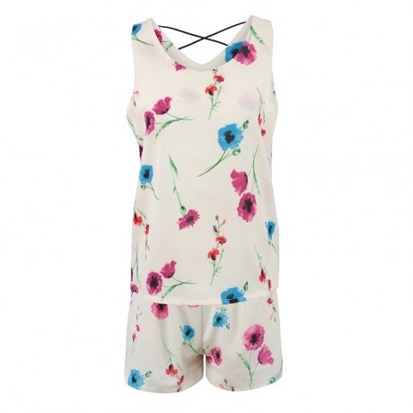 Women's Boho Floral Print Crop Cami Top with Shorts Set Summer Beach Party Romper Jumpsuit