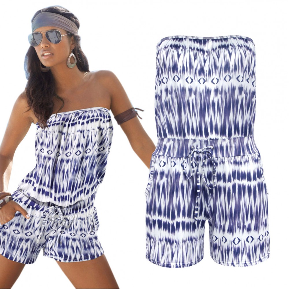 Women's Casual Jumpsuit Printed Strapless Off Shoulder Printed Jumpsuit(S-XL)