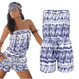 Women's Casual Jumpsuit Printed Strapless Off Shoulder Printed Jumpsuit(S-XL)