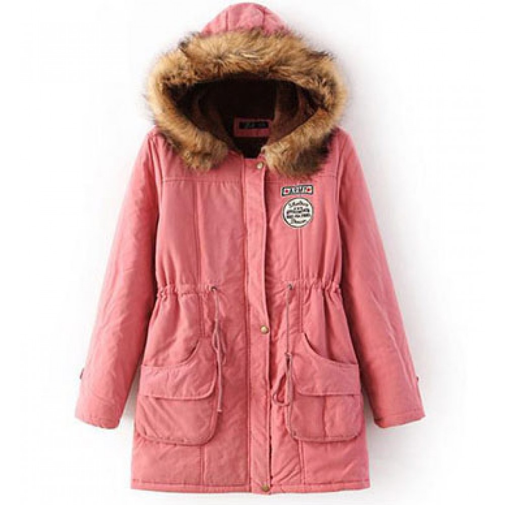 Women's Cotton Casual Medium Coat Polyester Sherpa Hooded Cotton(S-XXXL)