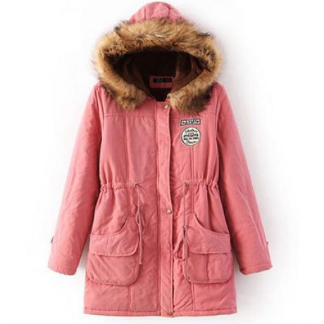 Women's Cotton Casual Medium Coat Polyester Sherpa Hooded Cotton(S-XXXL)