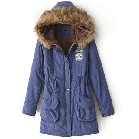 Women's Cotton Casual Medium Coat Polyester Sherpa Hooded Cotton(S-XXXL)