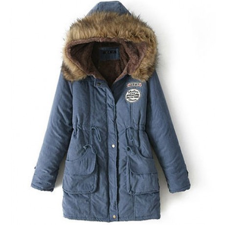 Women's Cotton Casual Medium Coat Polyester Sherpa Hooded Cotton(S-XXXL)