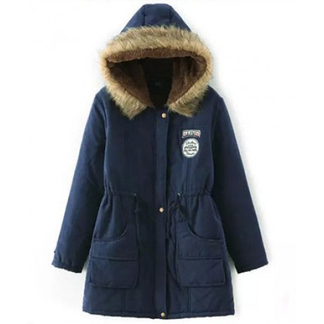 Women's Cotton Casual Medium Coat Polyester Sherpa Hooded Cotton(S-XXXL)