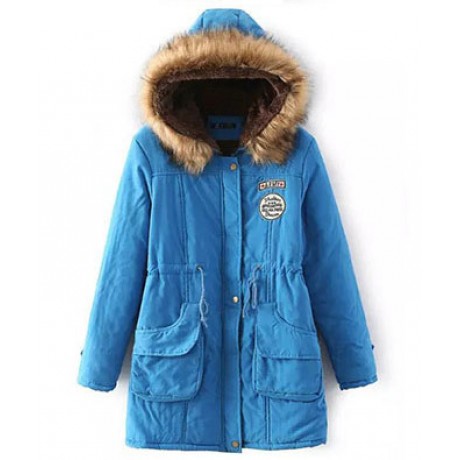 Women's Cotton Casual Medium Coat Polyester Sherpa Hooded Cotton(S-XXXL)