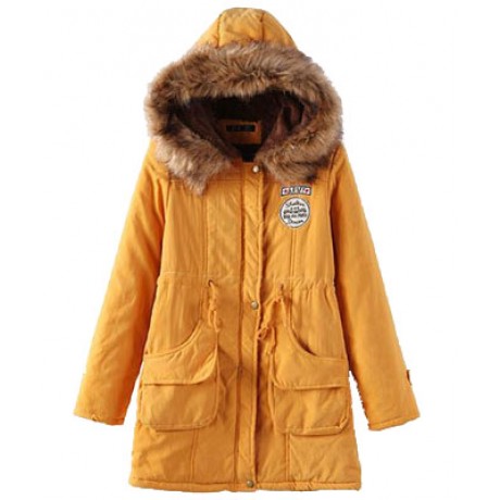 Women's Cotton Casual Medium Coat Polyester Sherpa Hooded Cotton(S-XXXL)