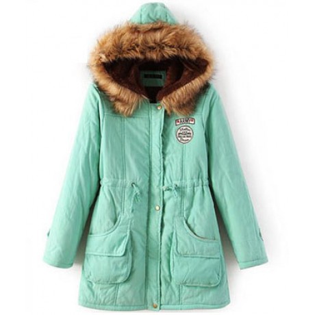 Women's Cotton Casual Medium Coat Polyester Sherpa Hooded Cotton(S-XXXL)