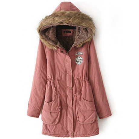 Women's Cotton Casual Medium Coat Polyester Sherpa Hooded Cotton(S-XXXL)