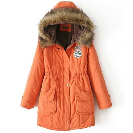 Women's Cotton Casual Medium Coat Polyester Sherpa Hooded Cotton(S-XXXL)