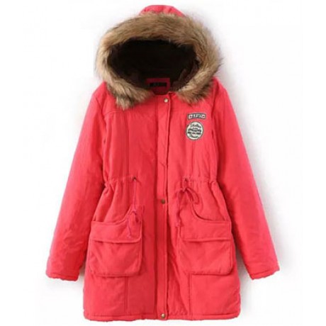 Women's Cotton Casual Medium Coat Polyester Sherpa Hooded Cotton(S-XXXL)