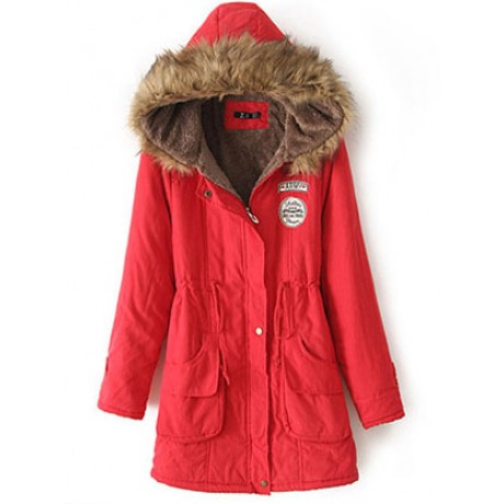 Women's Cotton Casual Medium Coat Polyester Sherpa Hooded Cotton(S-XXXL)