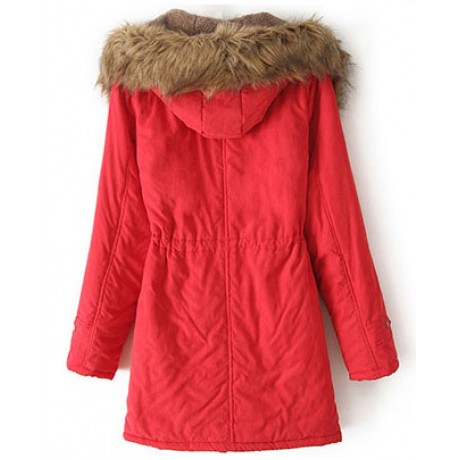 Women's Cotton Casual Medium Coat Polyester Sherpa Hooded Cotton(S-XXXL)