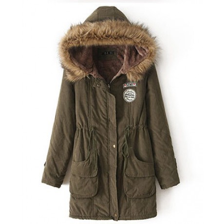 Women's Cotton Casual Medium Coat Polyester Sherpa Hooded Cotton(S-XXXL)