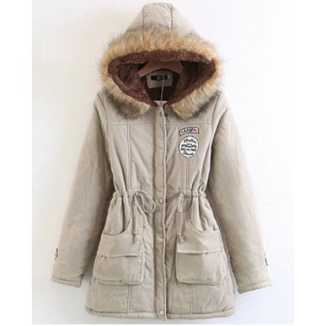 Women's Cotton Casual Medium Coat Polyester Sherpa Hooded Cotton(S-XXXL)