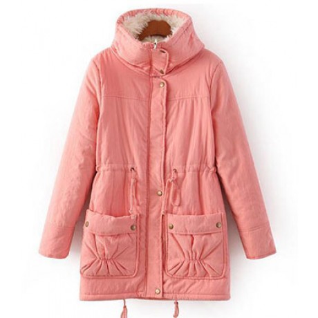 Women's Cotton Slim Medium Coat Polyester Sherpa Hooded Cotton With Pockets(S-XXXL)